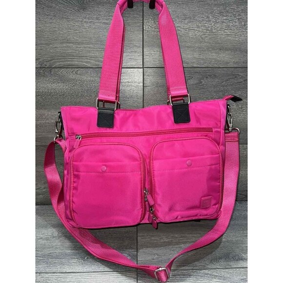 IHKWIP Cargo Catchall Tote with Two Crossbody Straps Ruby Berry,Bag
